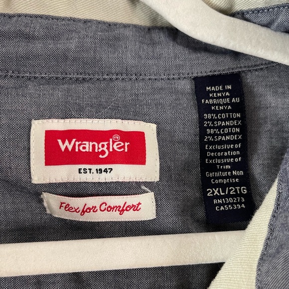 Wrangler Flex For Comfort Beige Button Down Work Shirt Men’s 2XL - Picture 8 of 8